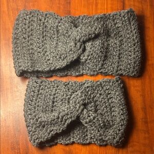 Elegant Gray Knit Headband Set